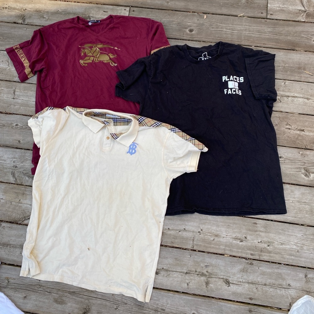 Lot of 3 Designer Men’s Shirts Burberry, Places and Faces XXL